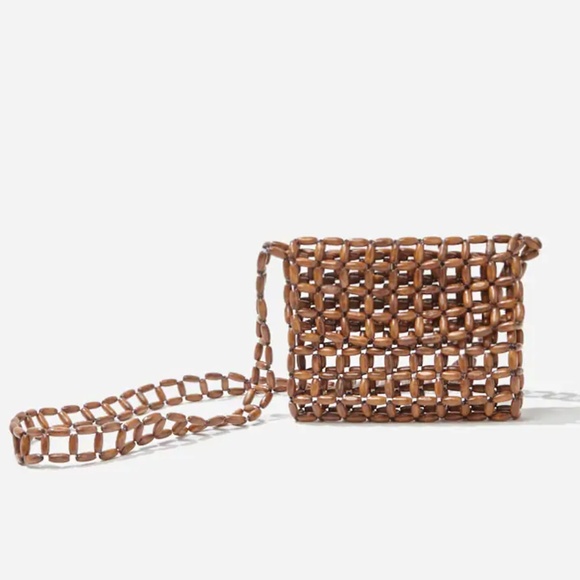 Handbags - Wooden Cutout Flap-Top Crossbody